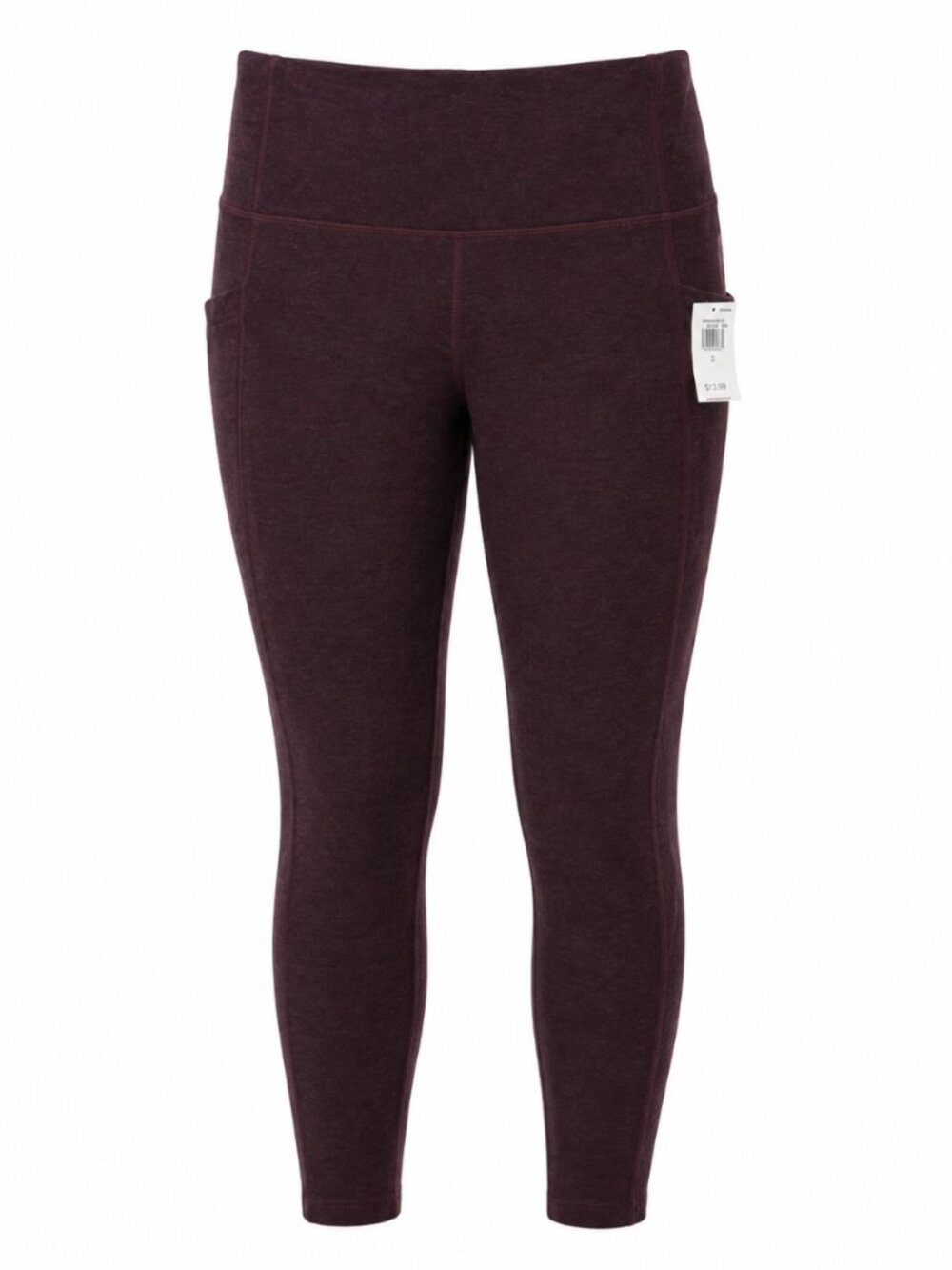 🦋 2/30 NWT Old Navy Active High-Rise Go-Dry Burgundy Heathered Leggings Sz L